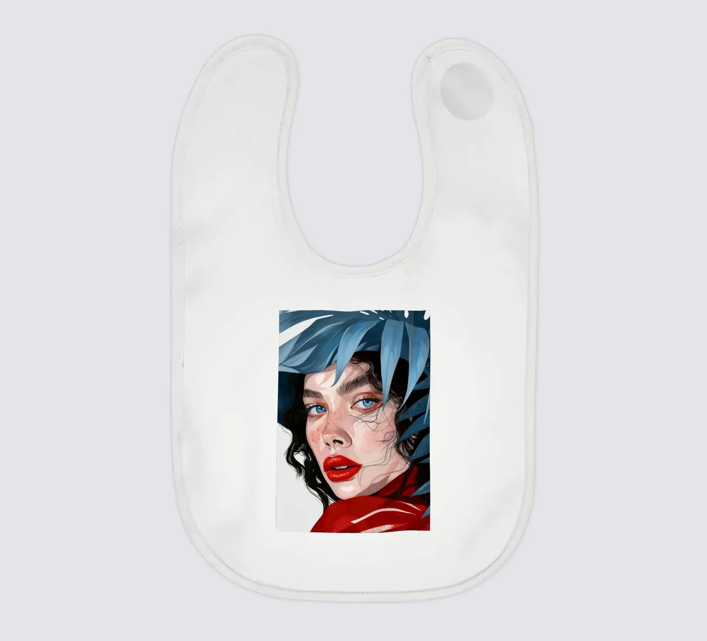 donna con occhi blu bavaglino da Justyna Jaszke JBJart
