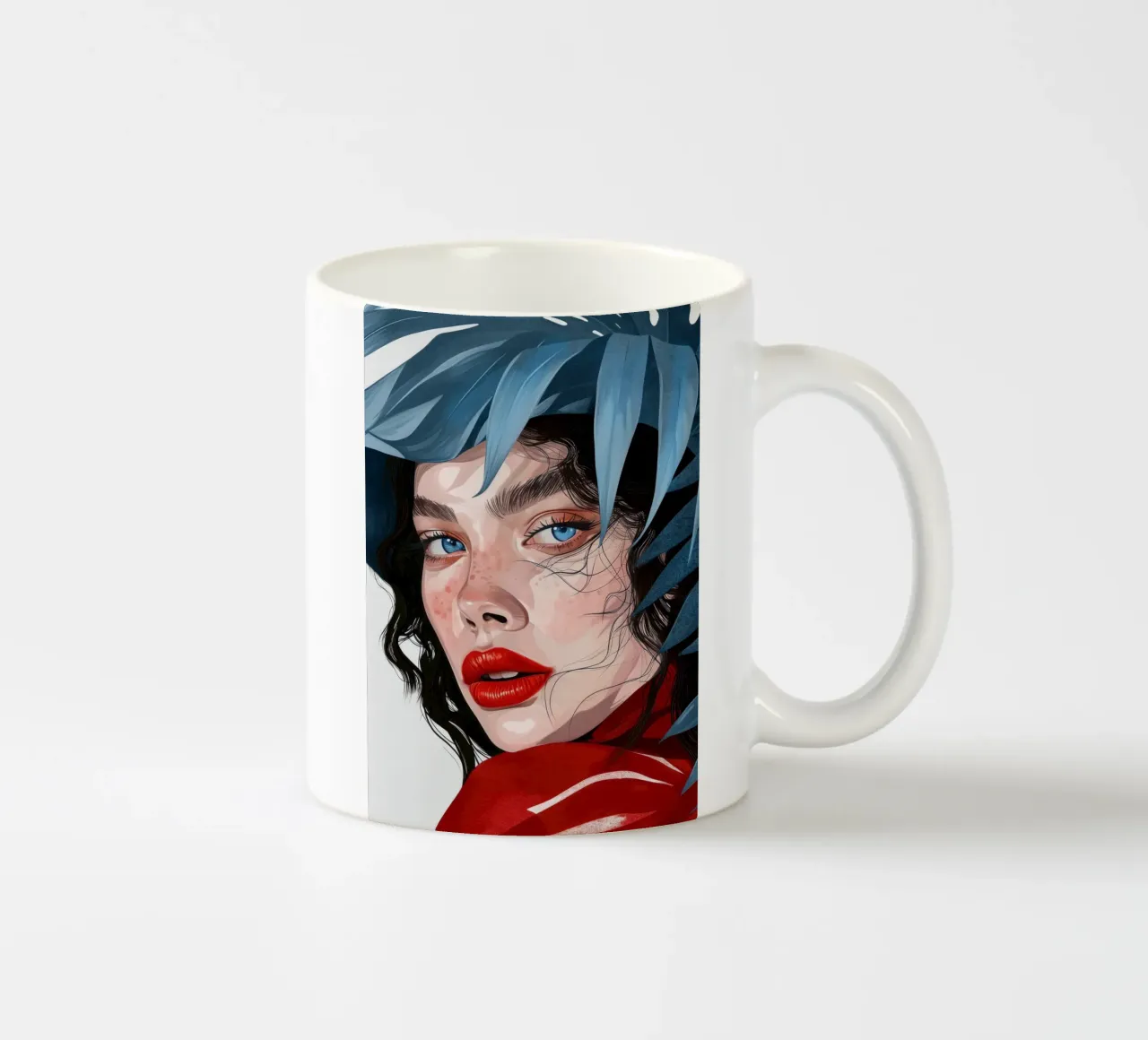 donna con occhi blu tazza in ceramica da Justyna Jaszke JBJart
