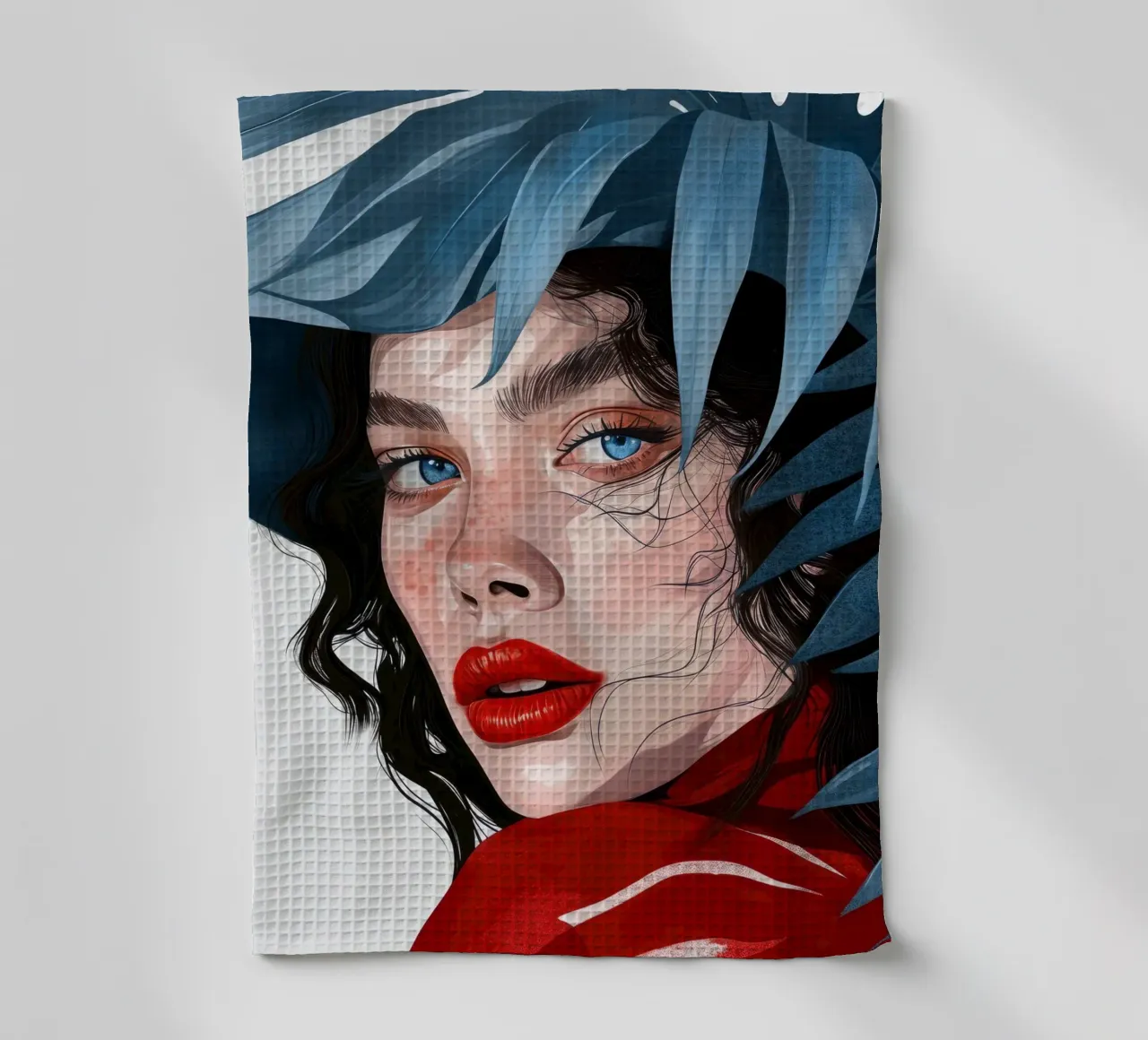 donna con occhi blu canovaccio da cucina da Justyna Jaszke JBJart
