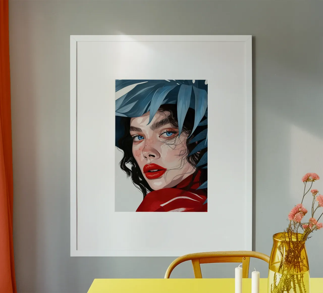 donna con occhi blu poster da Justyna Jaszke JBJart