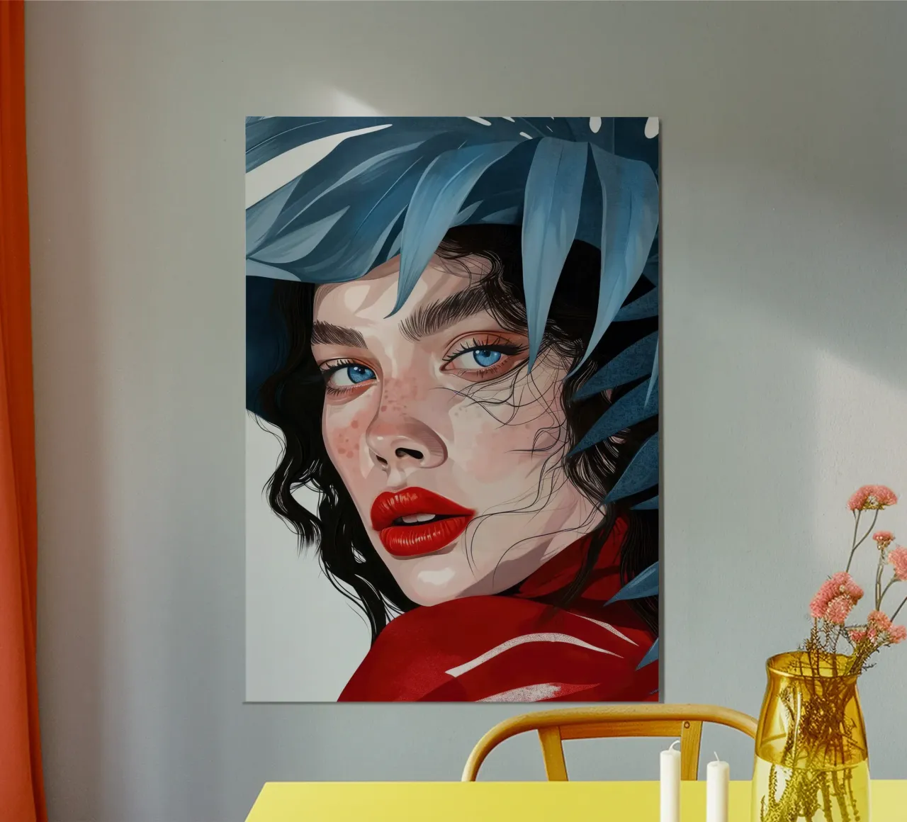 donna con occhi blu poster da Justyna Jaszke JBJart