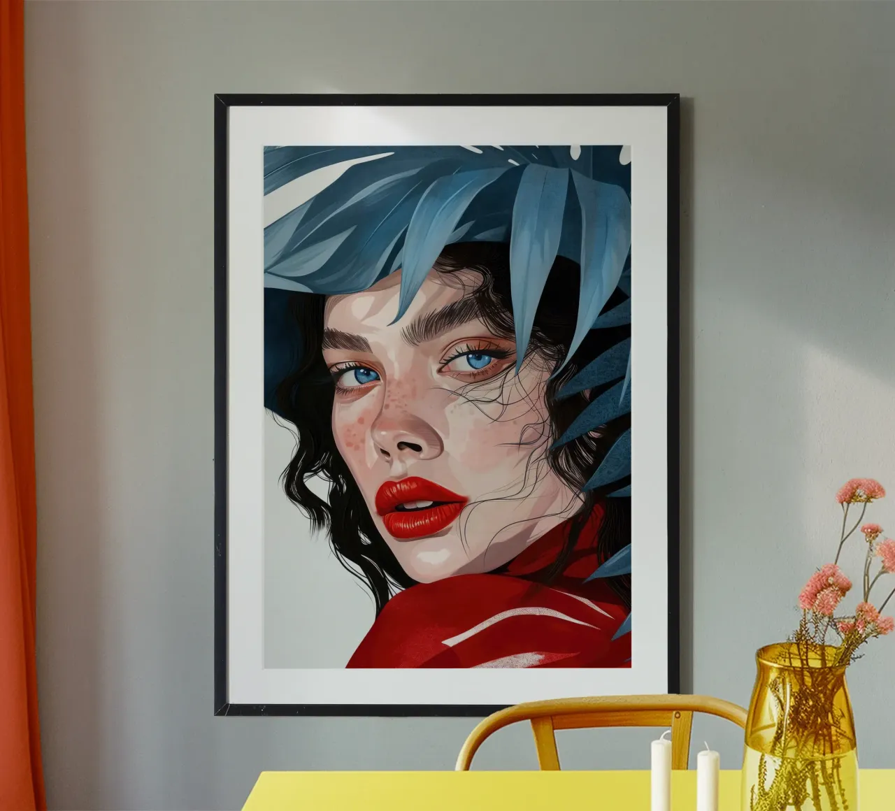 donna con occhi blu poster da Justyna Jaszke JBJart