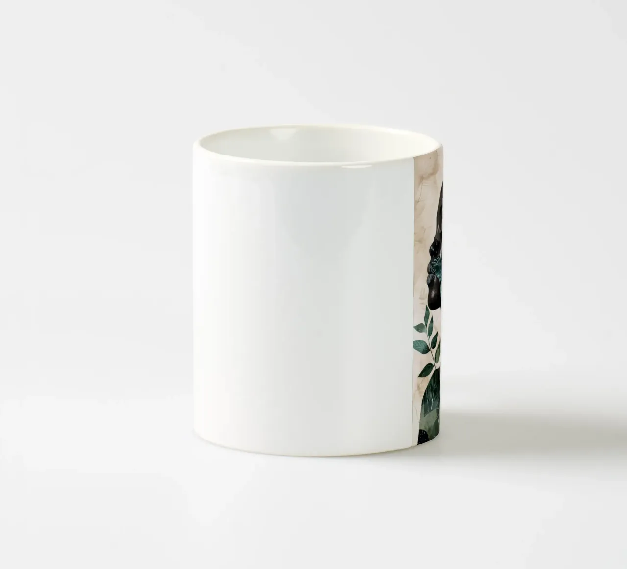 Ritratto volto di donna con foglie tazza in ceramica da Justyna Jaszke JBJart