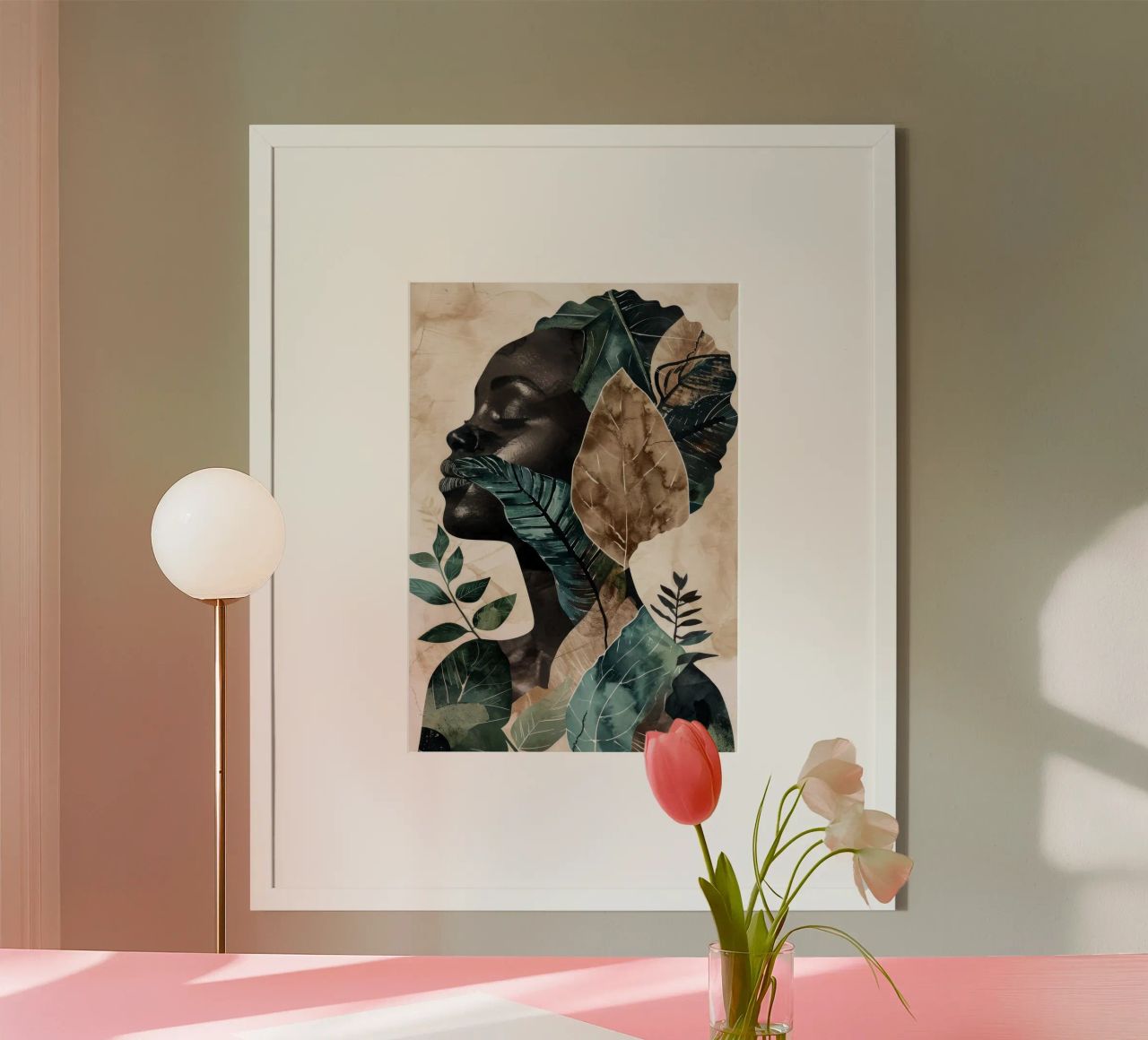 Portrait woman face with leaves poster by Justyna Jaszke JBJart