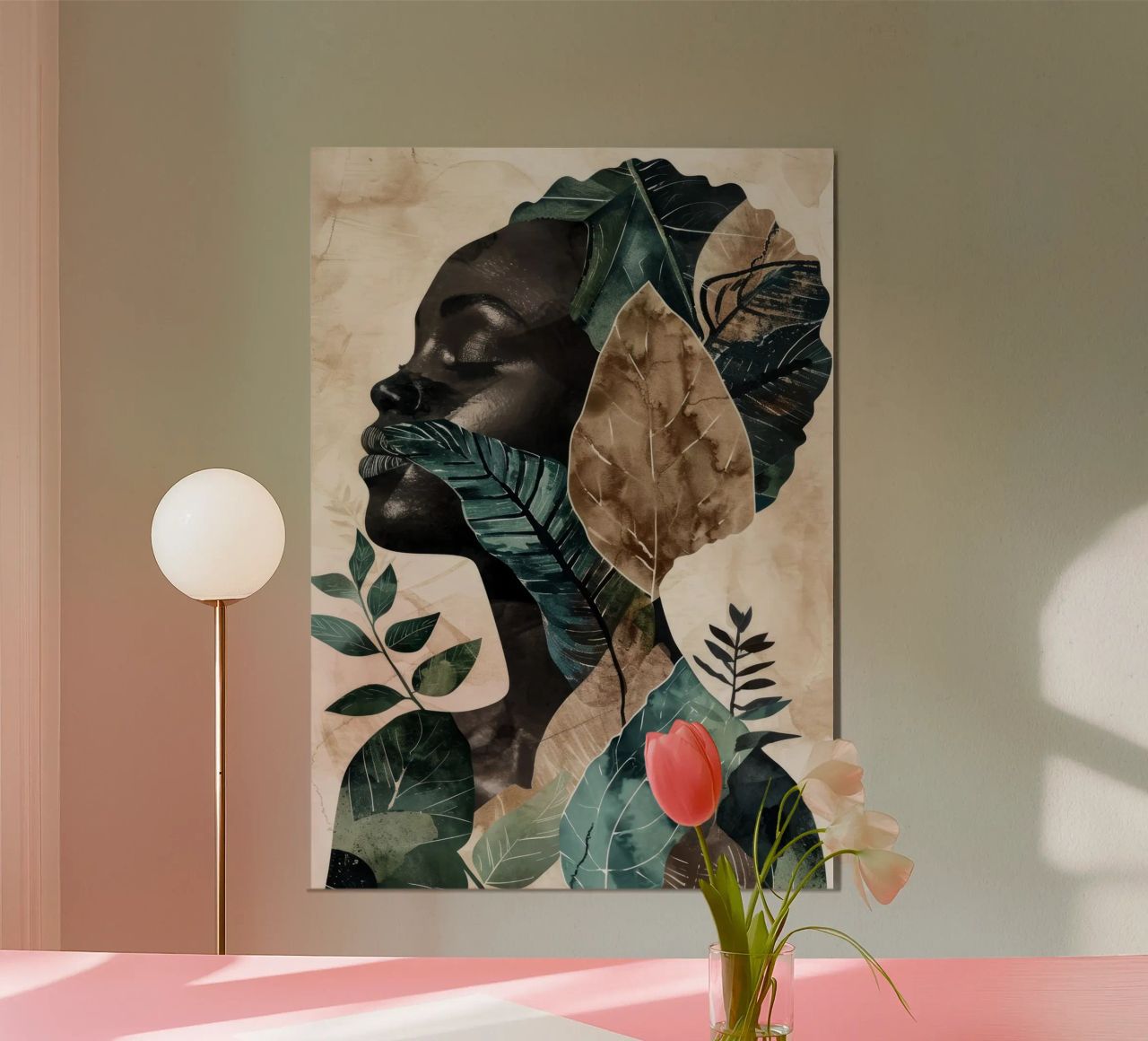 Portrait woman face with leaves poster by Justyna Jaszke JBJart
