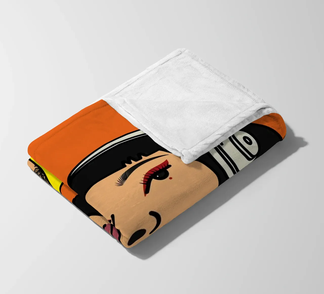 Illustrazione di cuffie in grassetto con sfondo arancione coperta in pile da kookiepixel