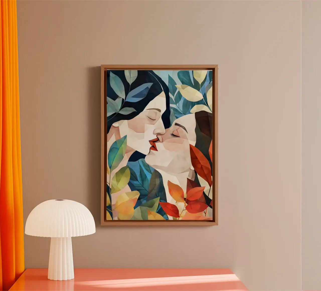 Liebe liegt in der Luft Aquarell digitale Malerei Leinwand mit Schattenfugenrahmen von Justyna Jaszke JBJart