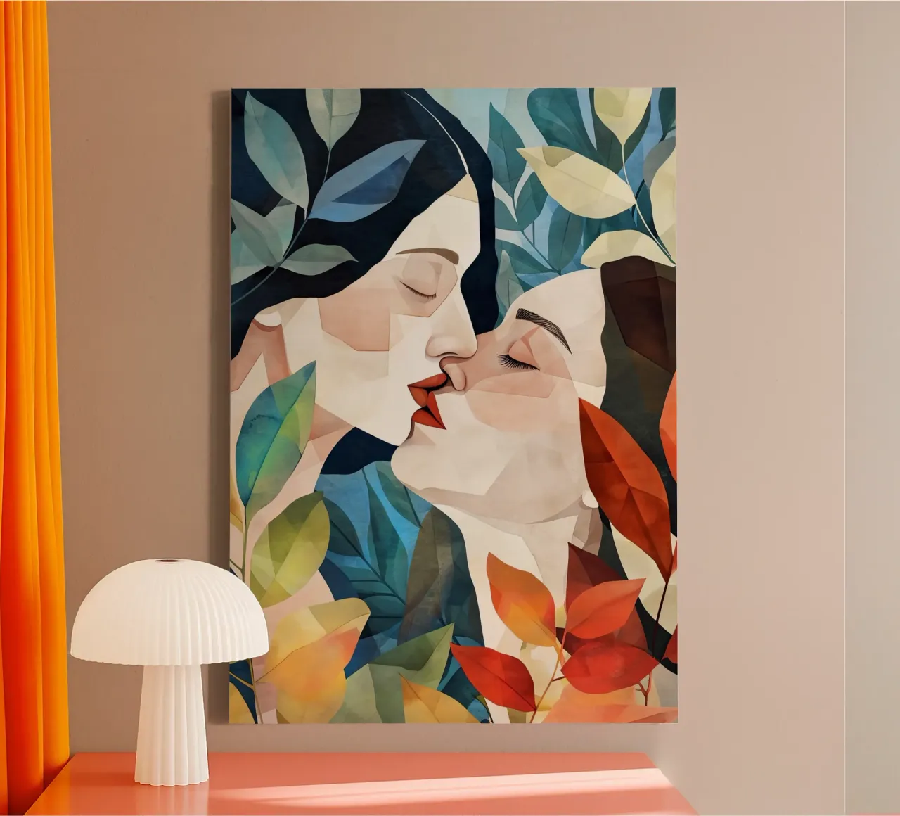 Liebe liegt in der Luft Aquarell digitale Malerei Leinwand mit Schattenfugenrahmen von Justyna Jaszke JBJart