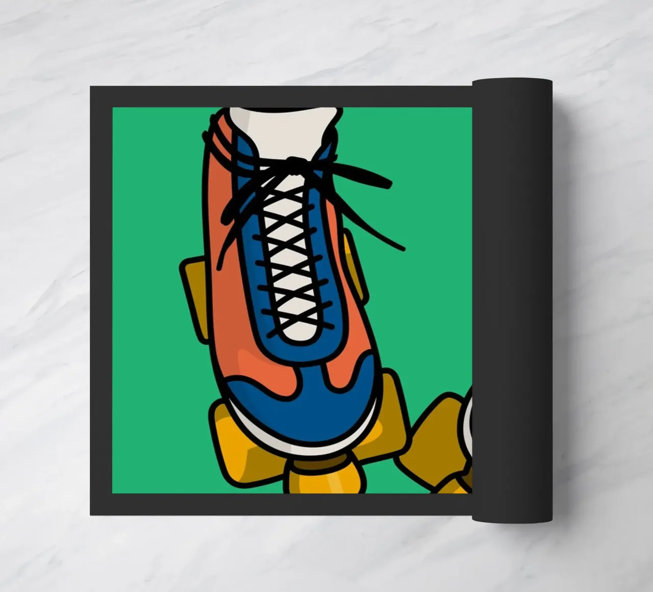 Roller Skates and Tattooed Legs Illustration Art Print doormat by kookiepixel