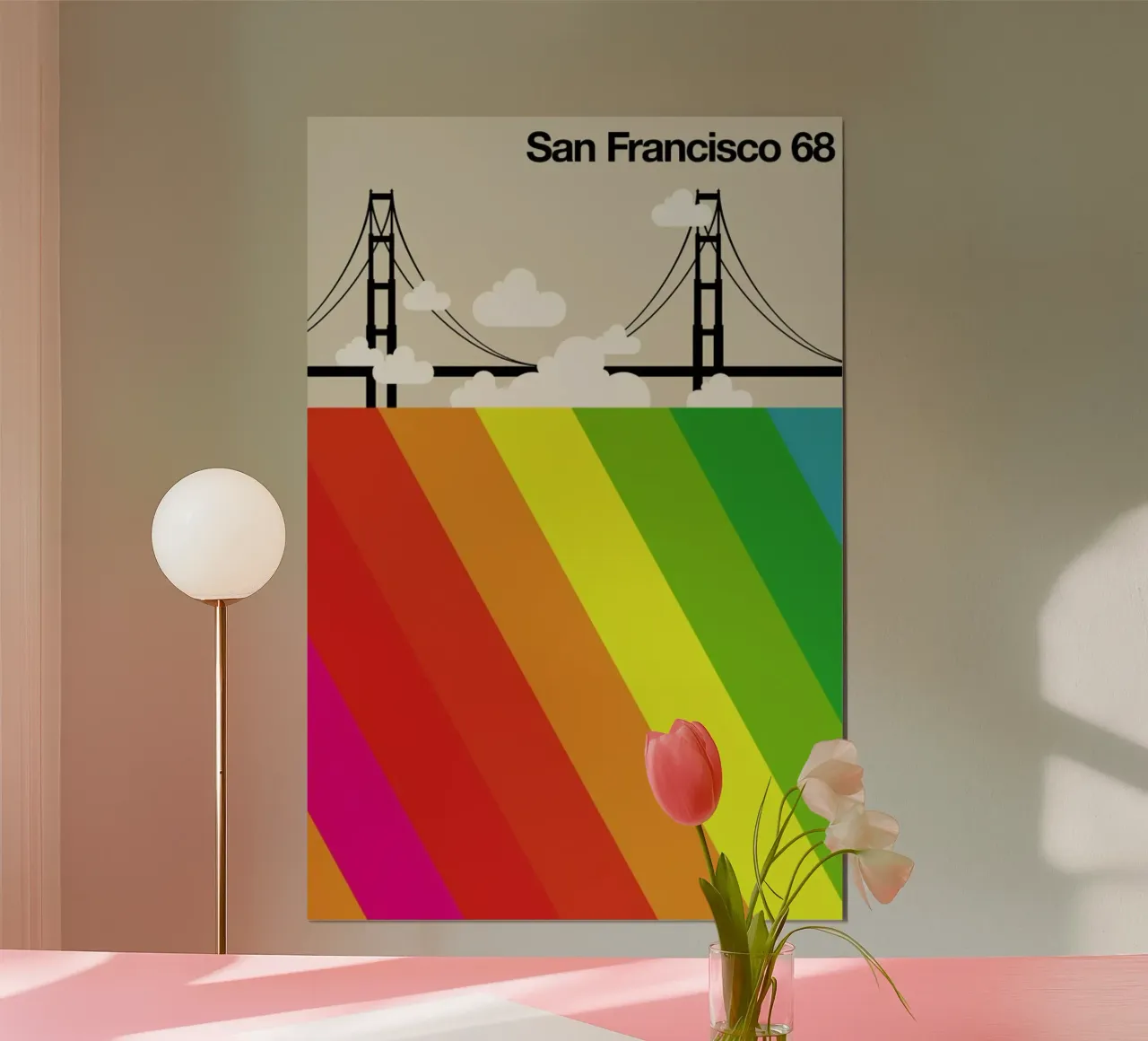 San Francisco 68 poster con telaio in legno da Bo Lundberg