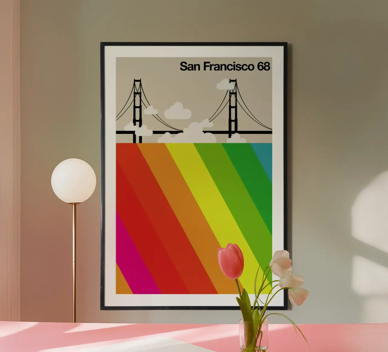 San Francisco 68 poster con telaio in legno da Bo Lundberg