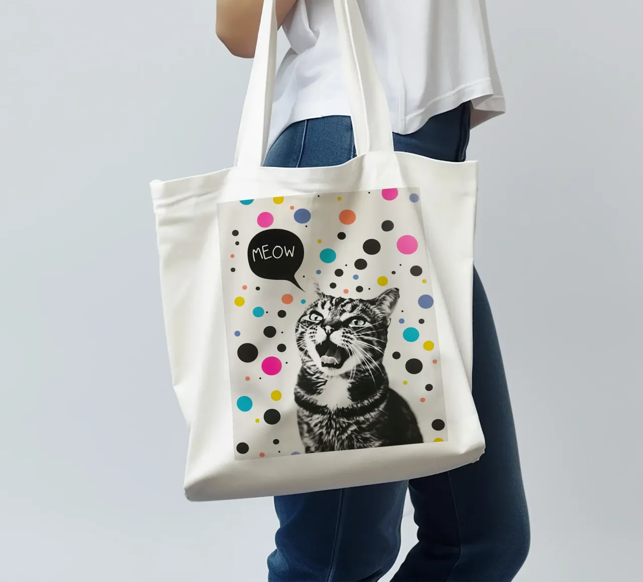 Meow-miao Feest Katze jute draagtas van Carinaprint