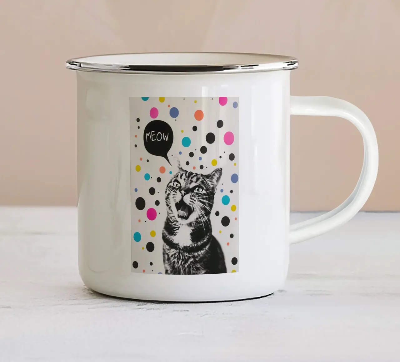Meow-miao Party Katze tazza in smalto da Carinaprint