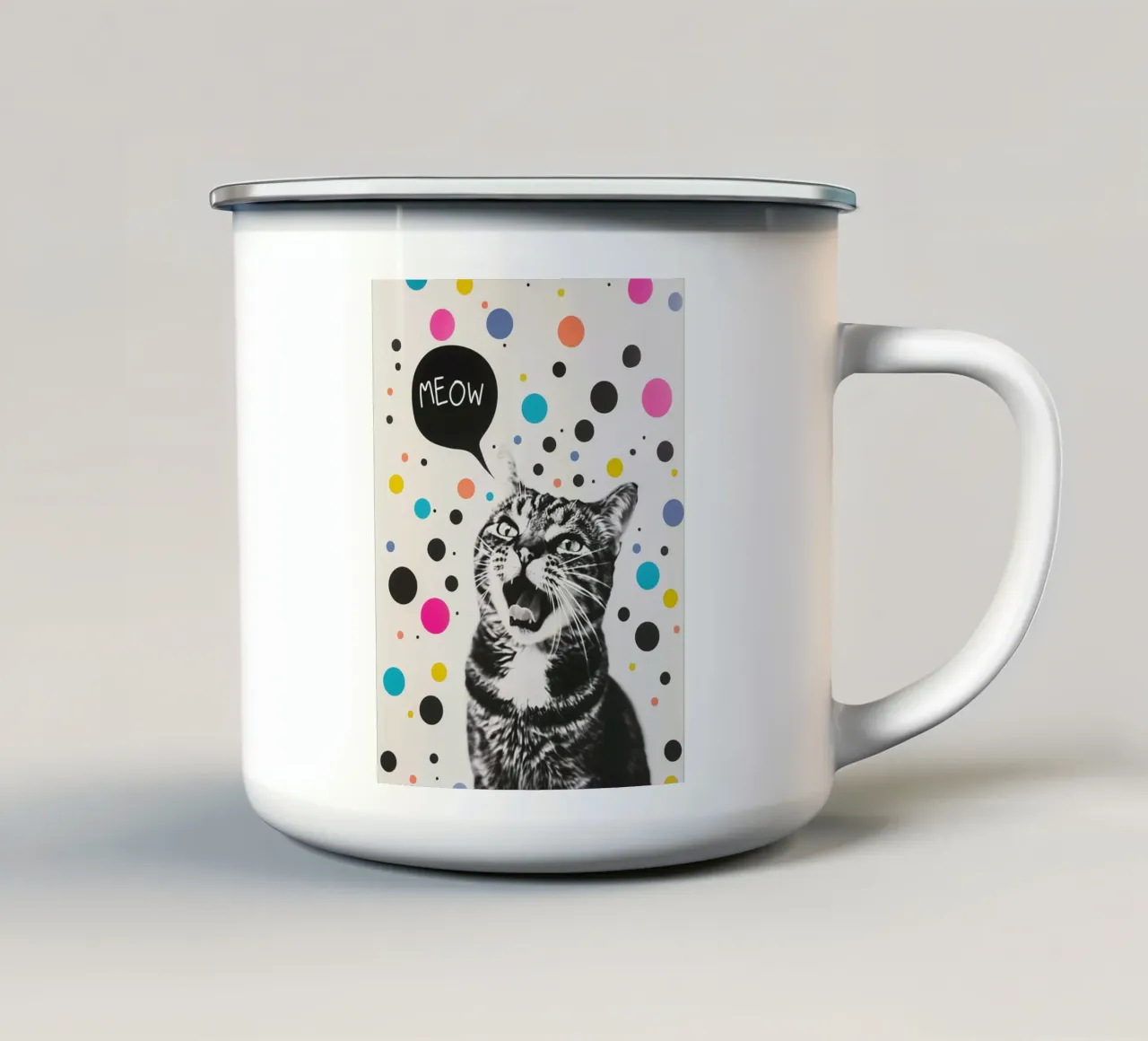 Meow-miao Party Katze tazza in smalto da Carinaprint