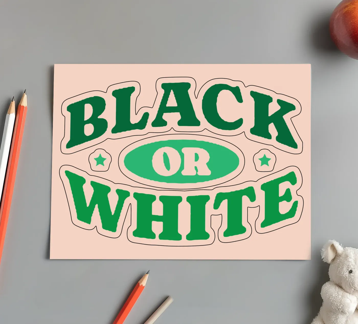 Schwarz oder Weiß Stickerbogen von Gunawan Rb