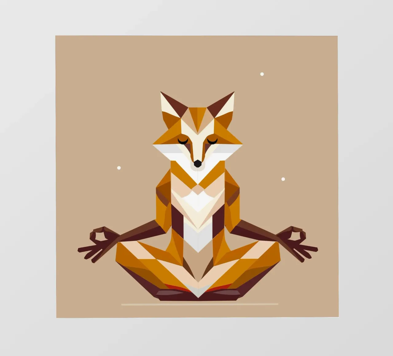 volpe geometrica durante la meditazione telo in pvc da namosh