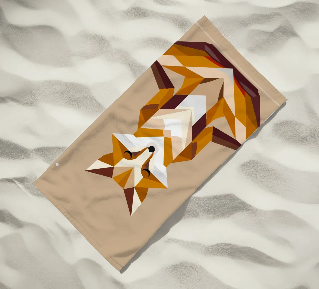 volpe geometrica durante la meditazione telo mare da namosh