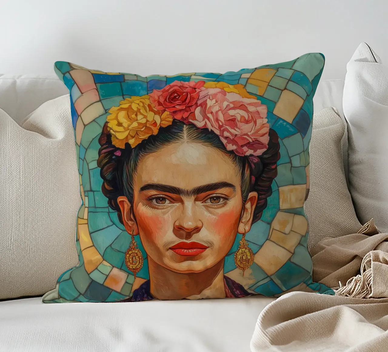 Mosaico Frida Pop cuscino da Carinaprint