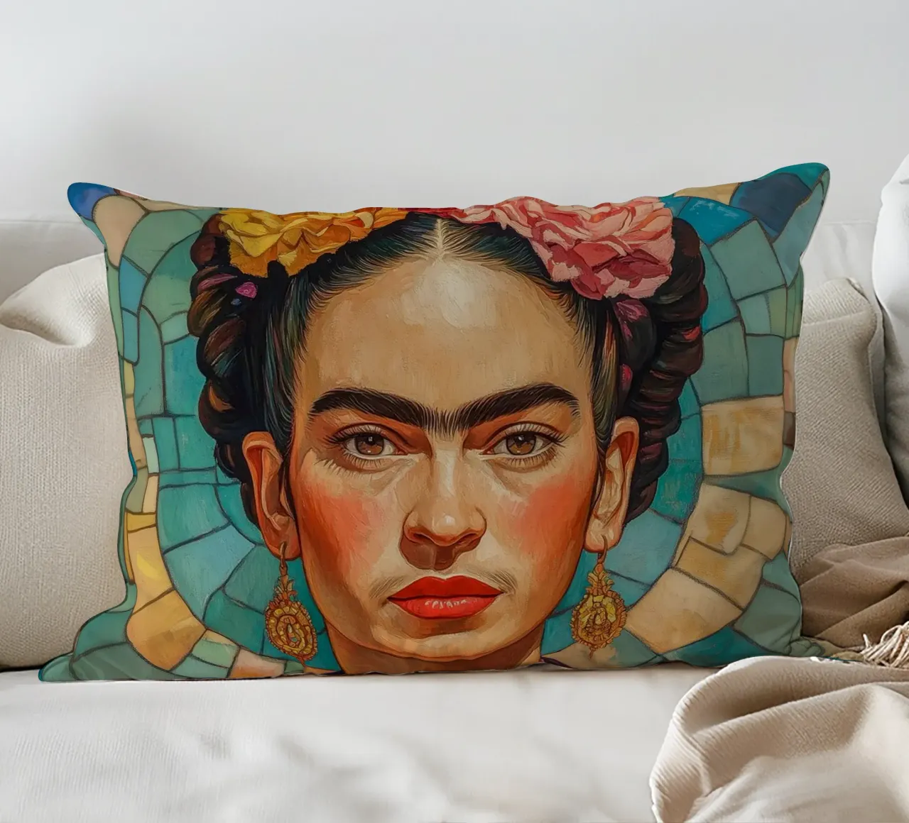 Mosaico Frida Pop cuscino da Carinaprint