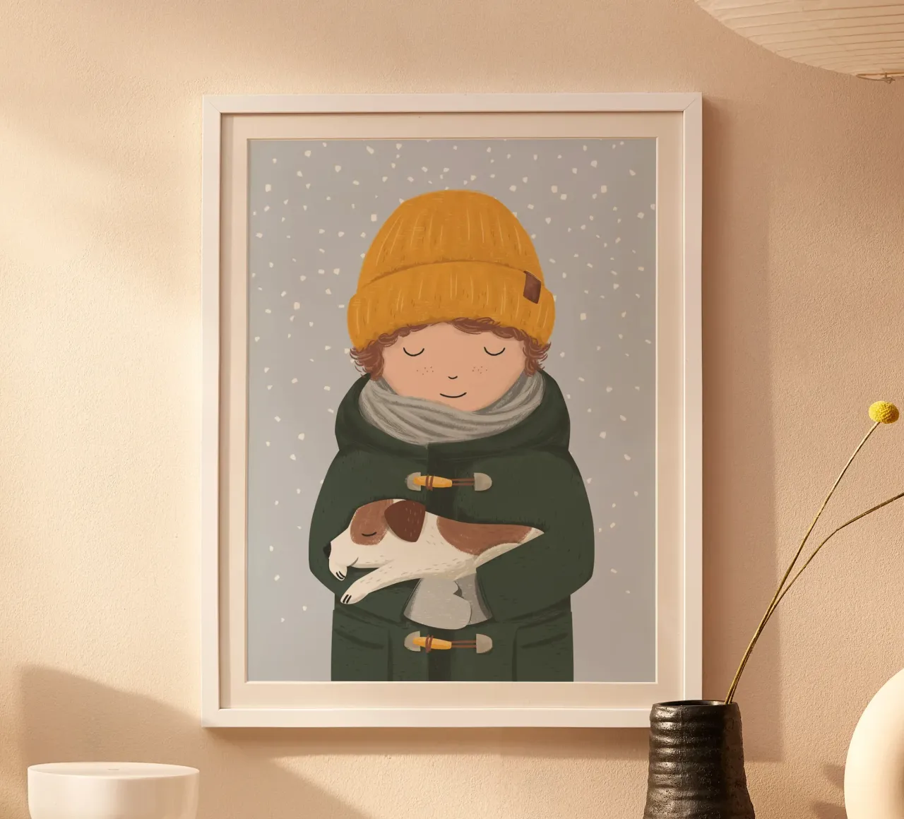 Boy with dog poster da VIERUNDFÜNFZIG