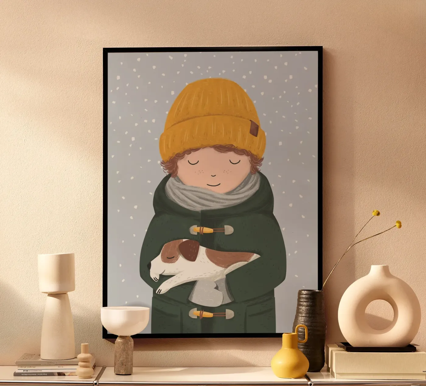 Ragazzo con cane poster da VIERUNDFÜNFZIG