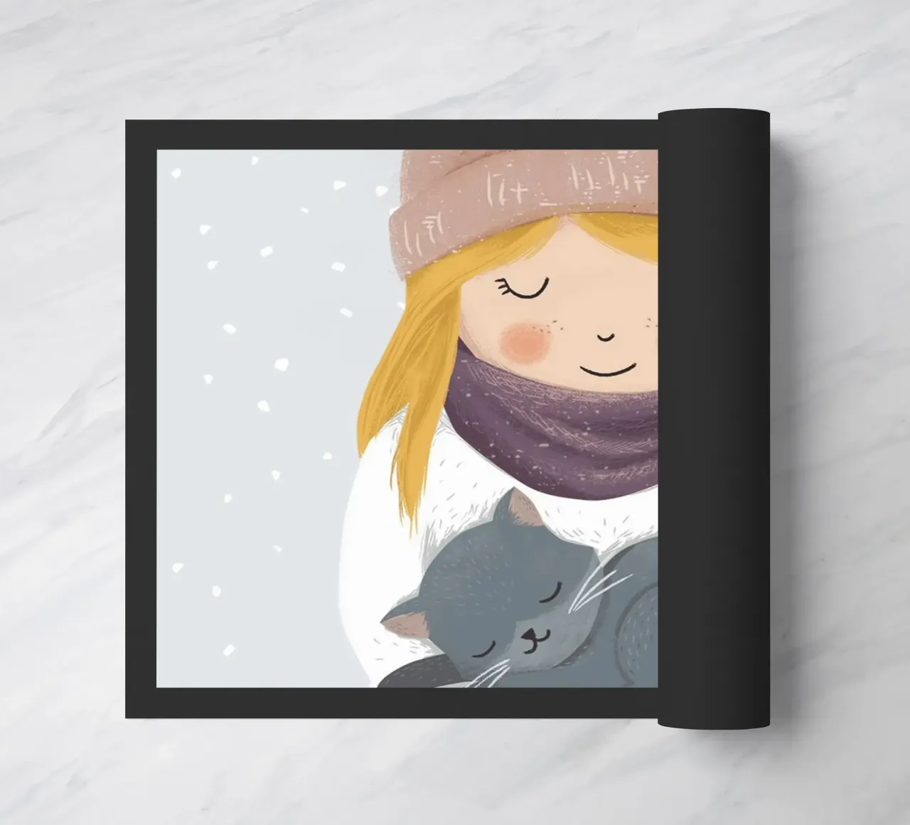 Girl with cat doormat by VIERUNDFÜNFZIG