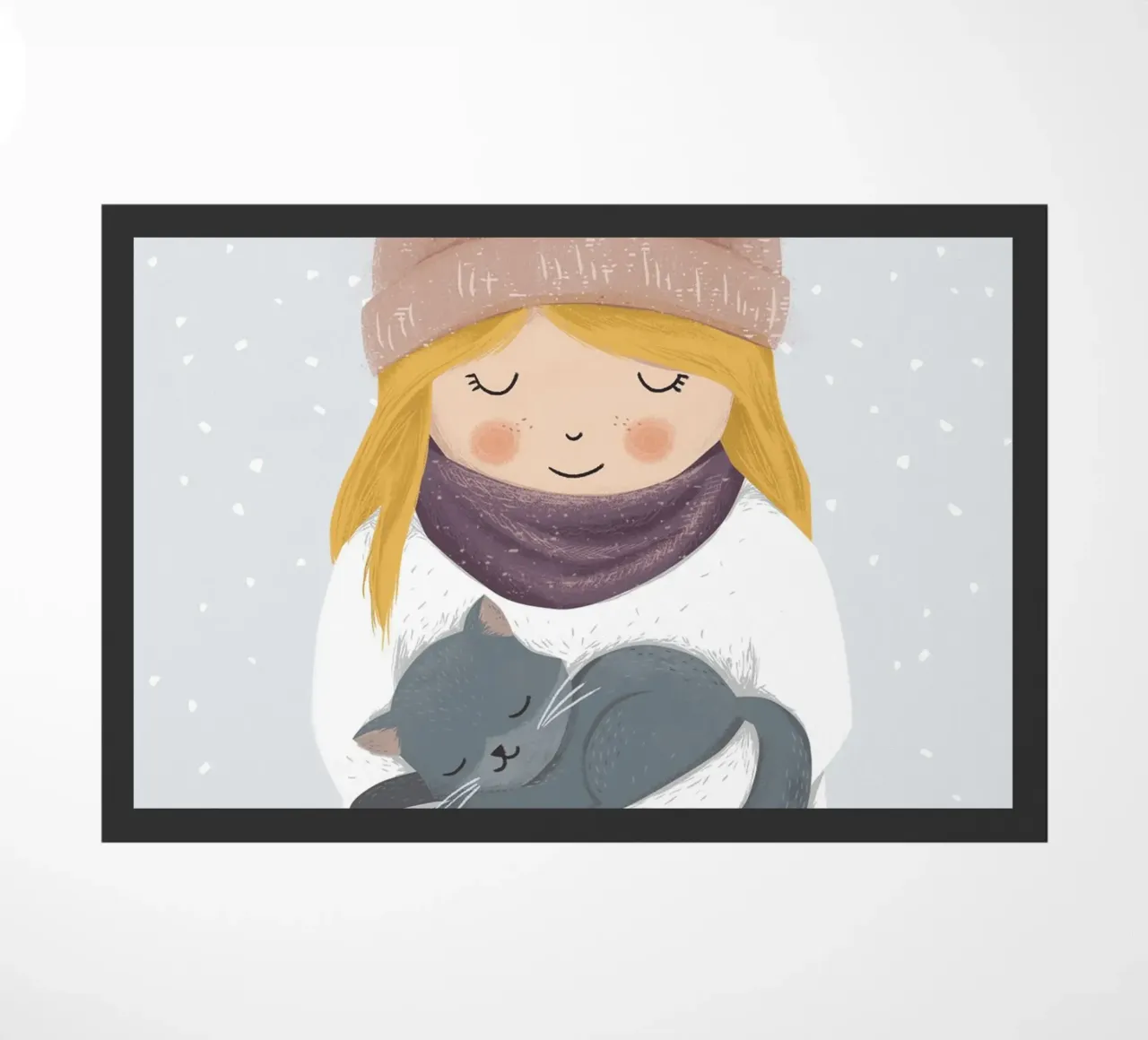 Girl with cat doormat by VIERUNDFÜNFZIG