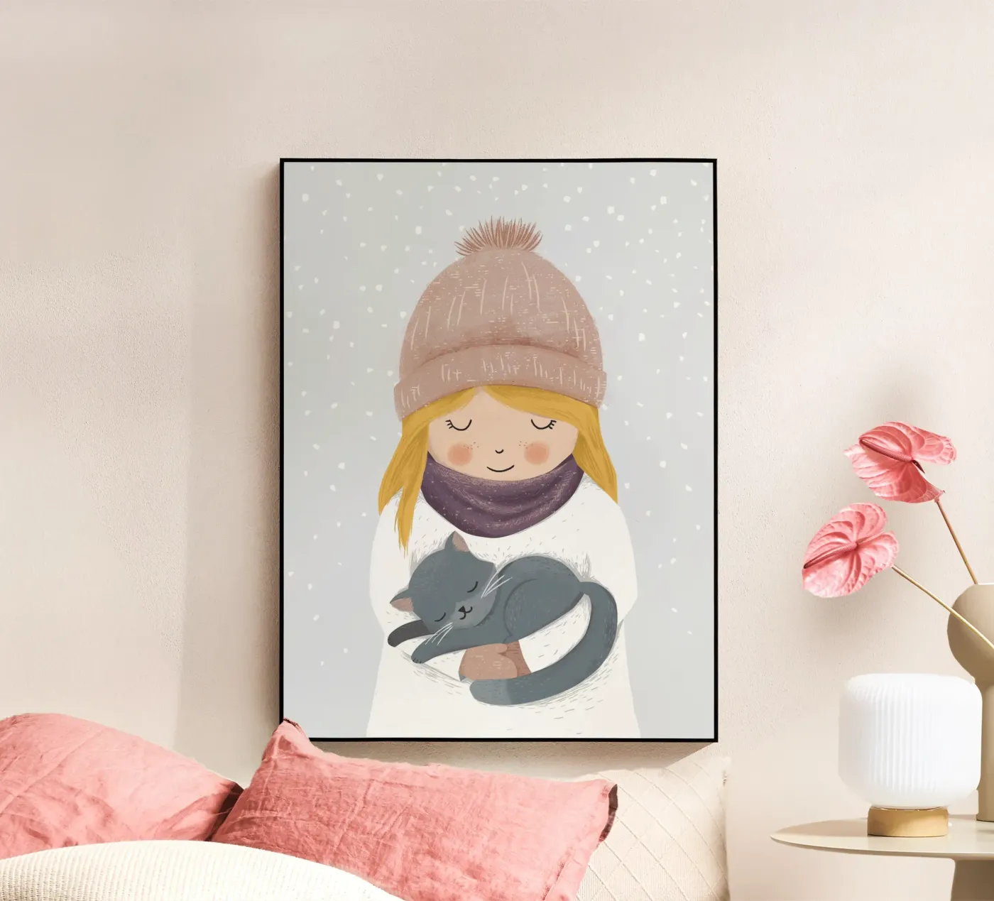 Ragazza con gatto plexiglass da VIERUNDFÜNFZIG