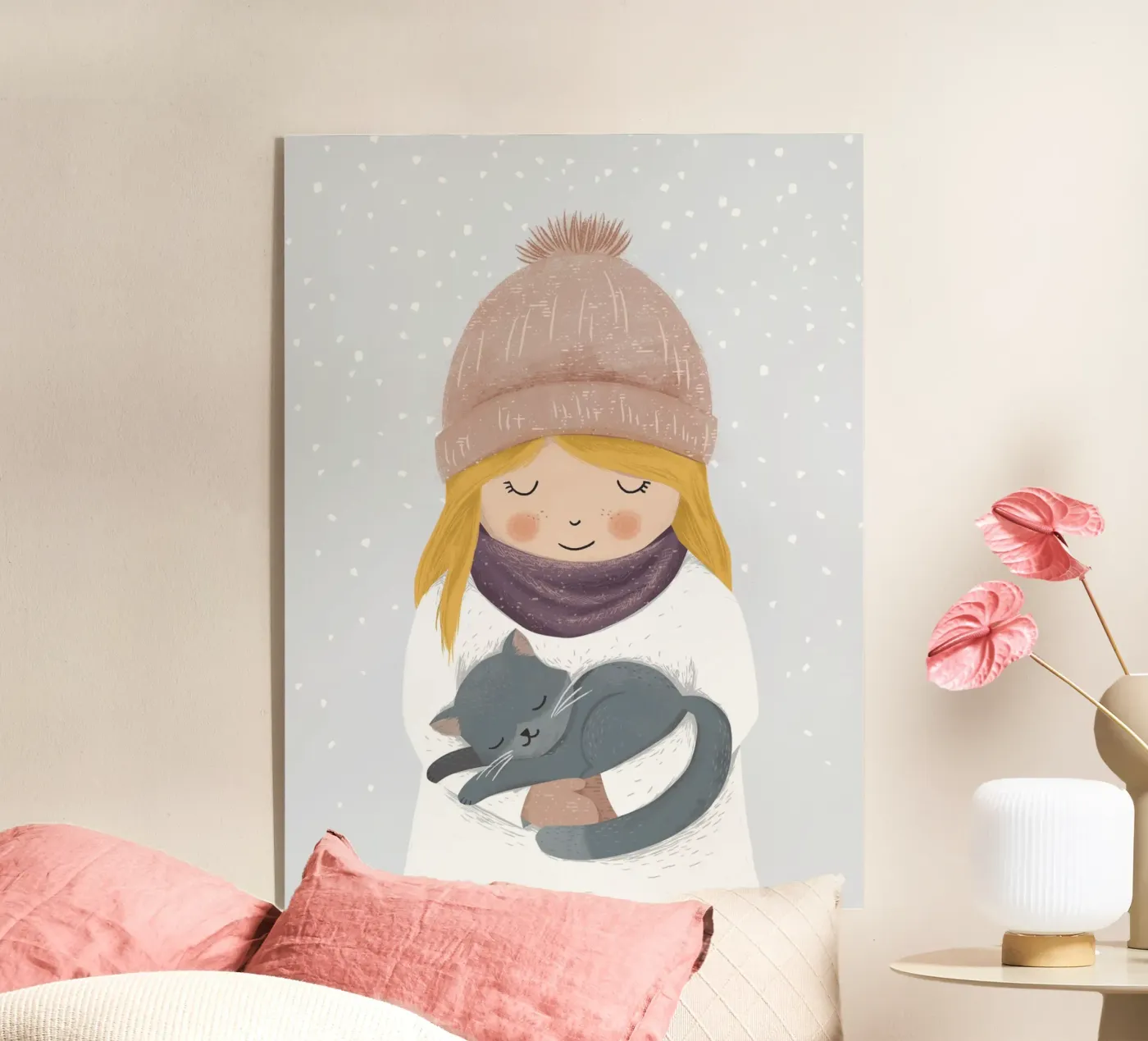 Ragazza con gatto plexiglass da VIERUNDFÜNFZIG