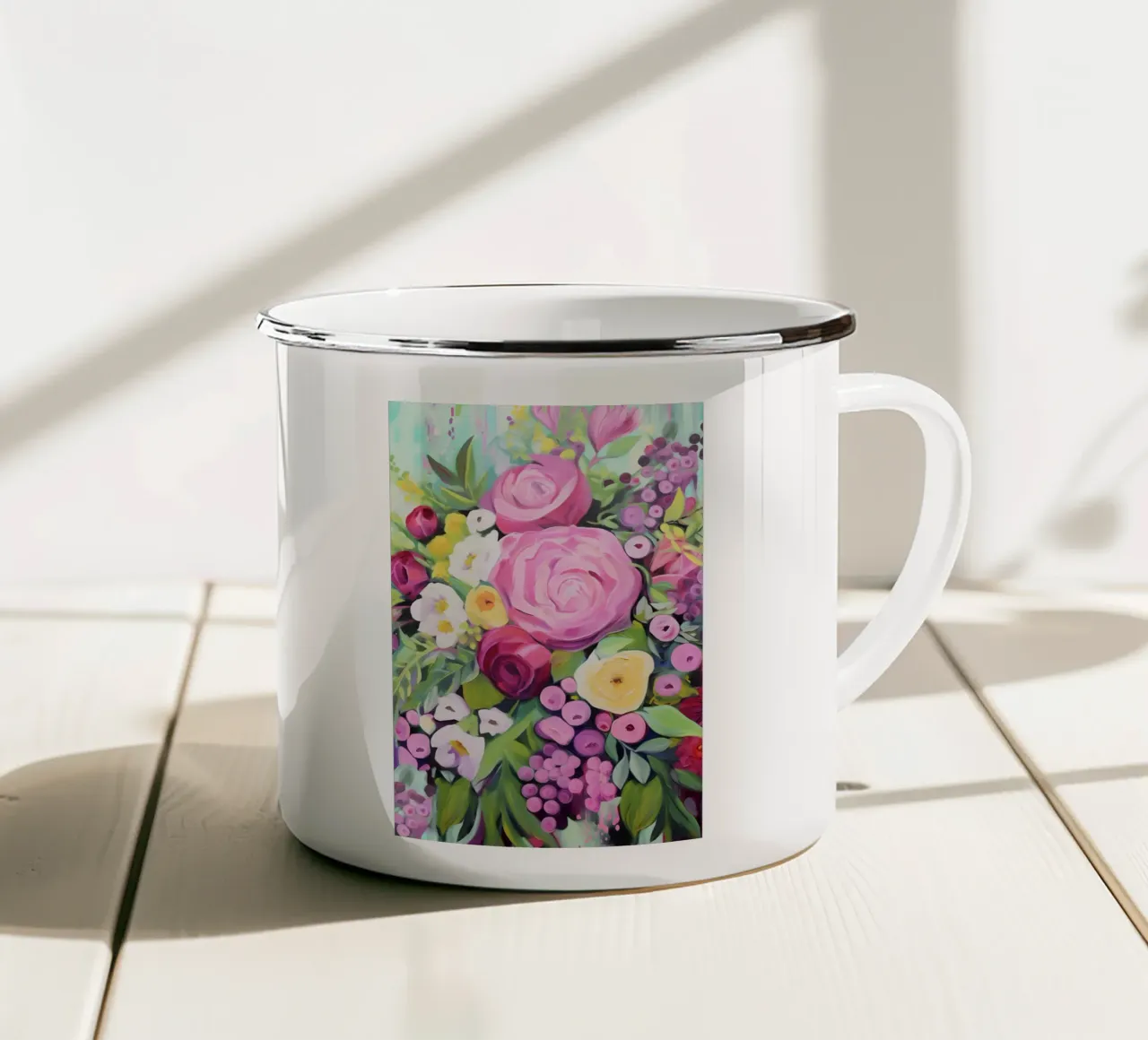 Romantico sogno floreale rosa tazza in smalto da Carinaprint