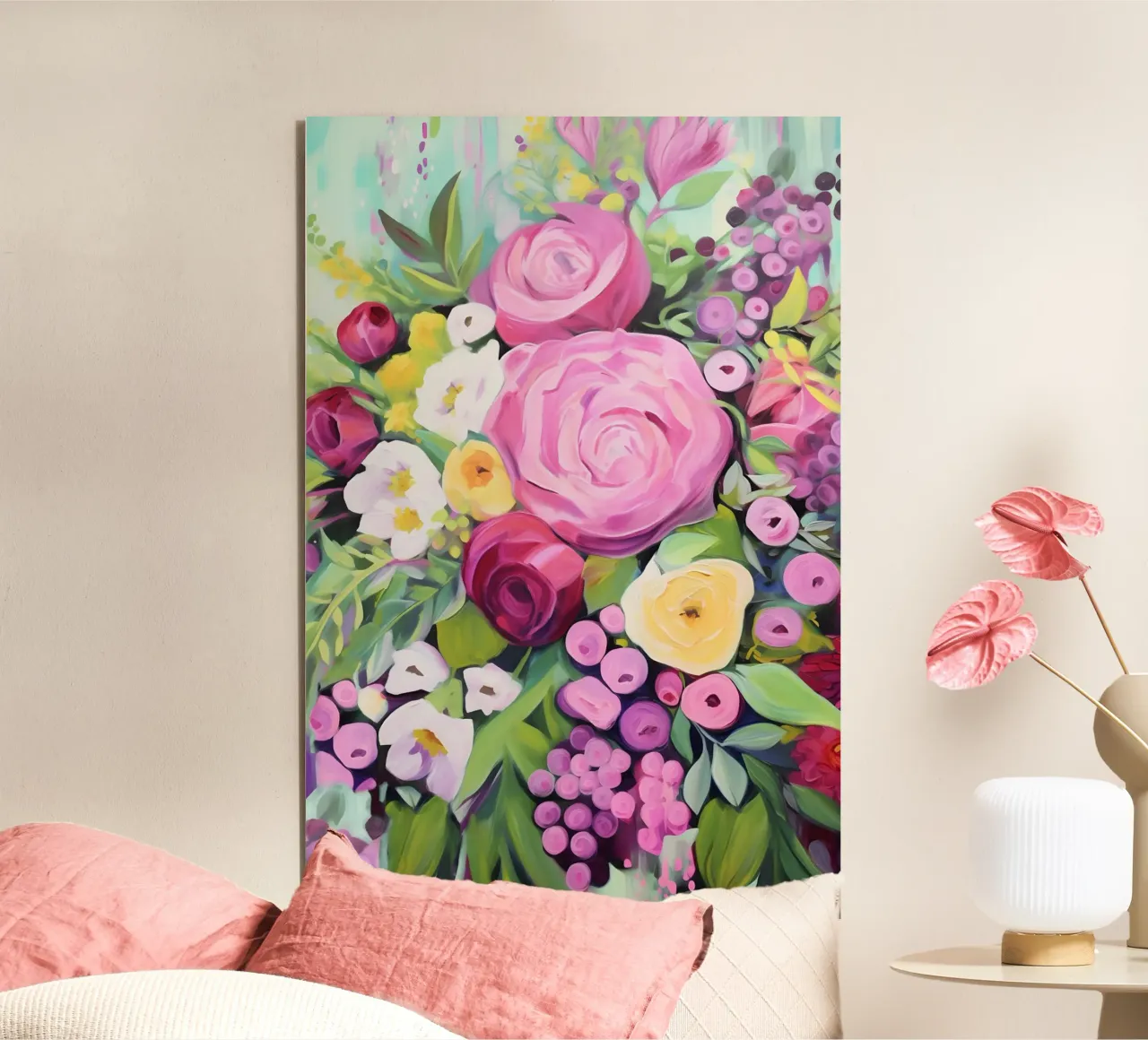 Romantico sogno floreale rosa alluminio dibond da Carinaprint