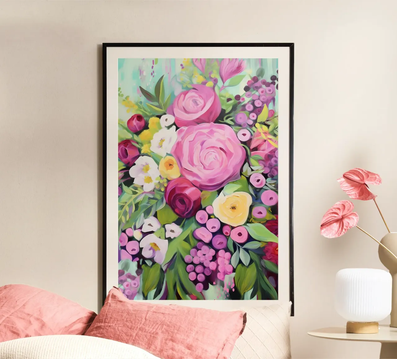 Romantico sogno floreale rosa poster da Carinaprint