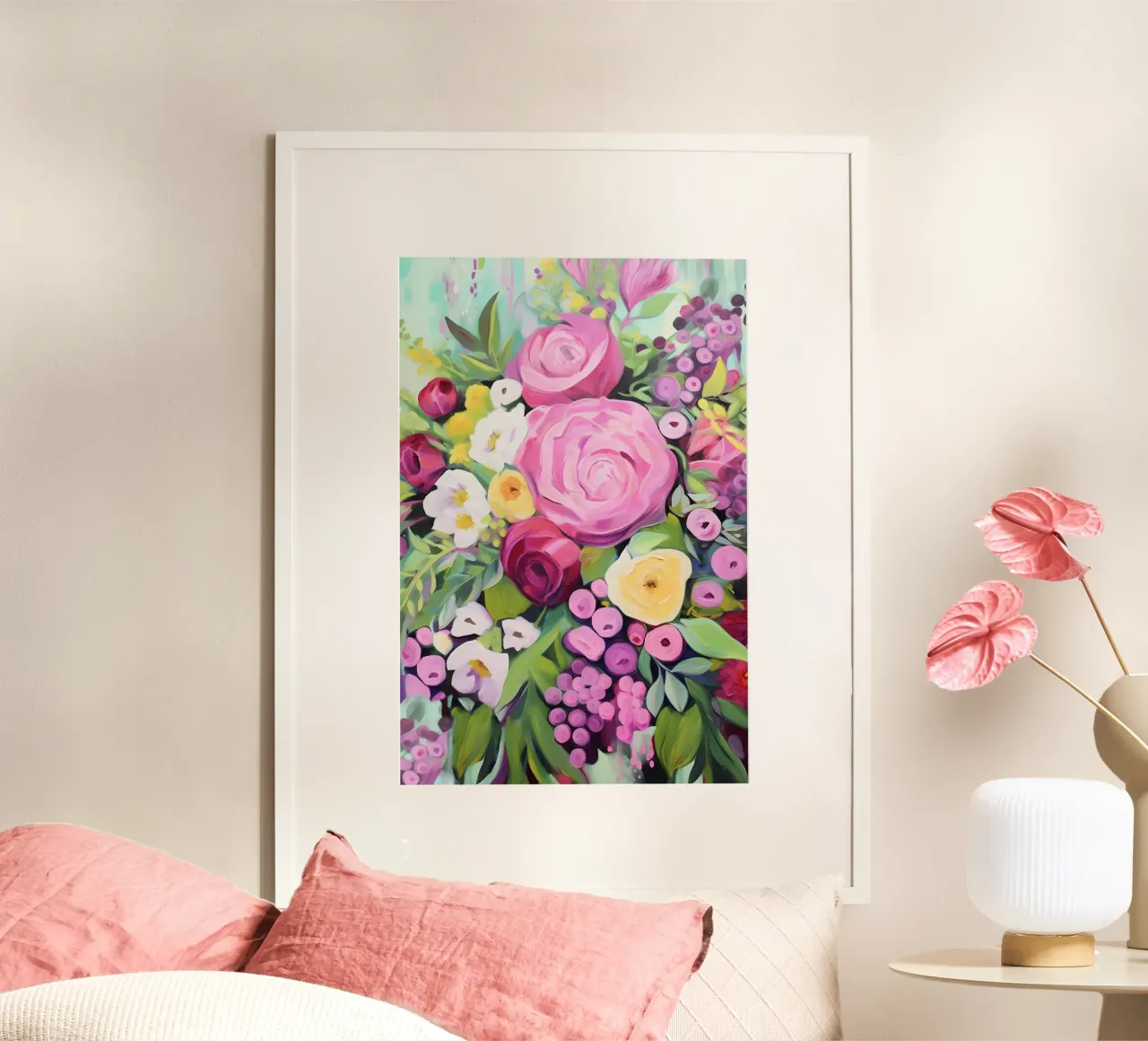 Romantico sogno floreale rosa poster da Carinaprint