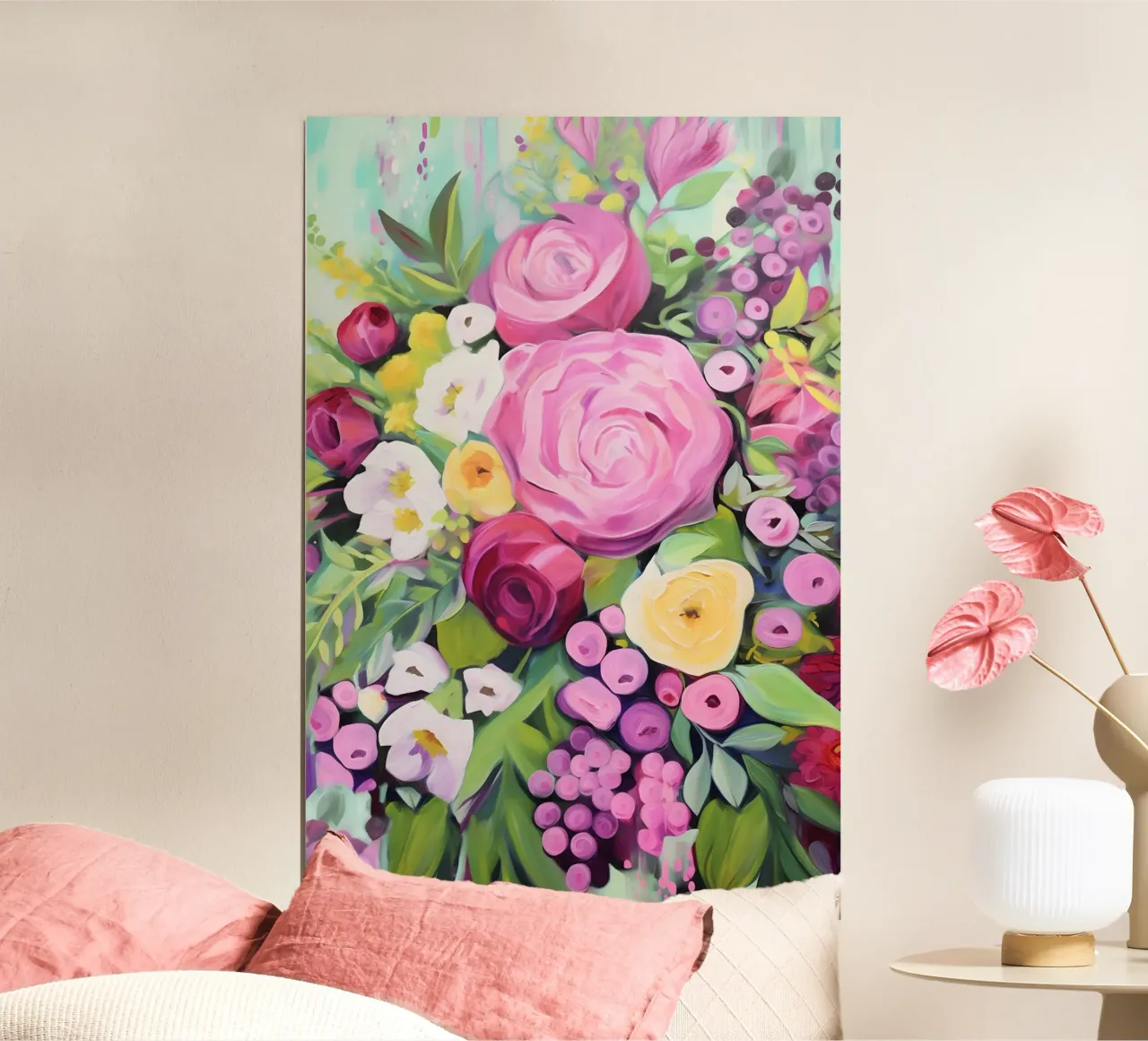 Romantico sogno floreale rosa poster da Carinaprint