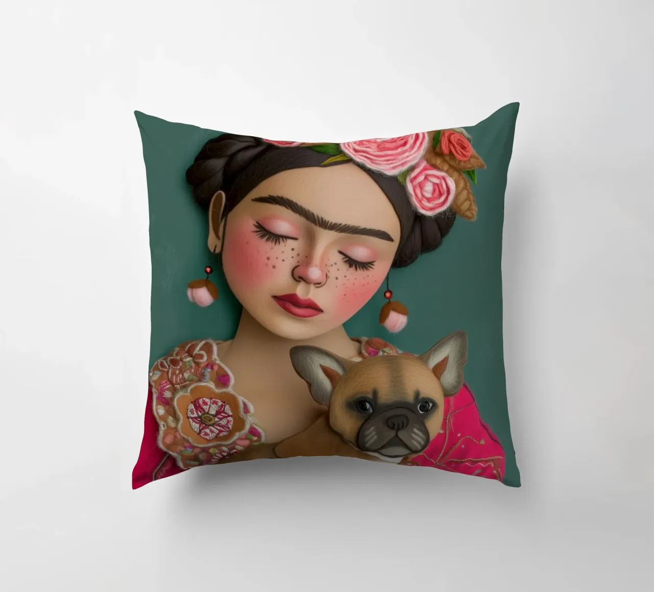 Piccola Frida in tessuto con cane cuscino da Carinaprint