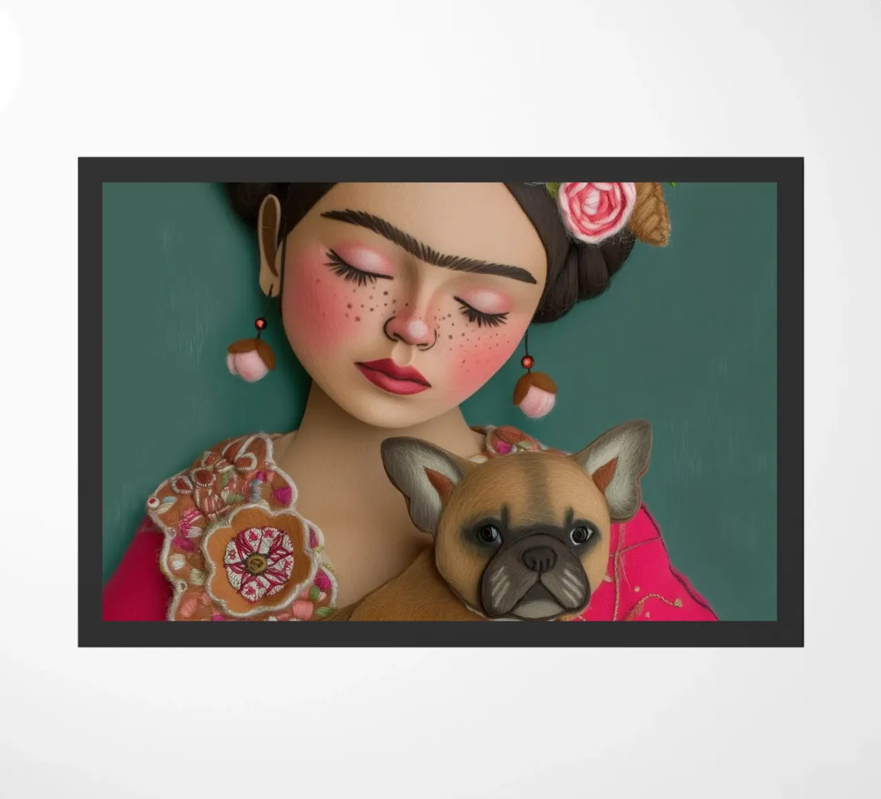 Piccola Frida in tessuto con cane zerbino da Carinaprint