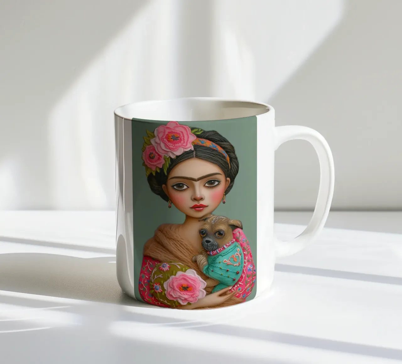 Piccola Frida pastello con cucciolo tazza in ceramica da Carinaprint