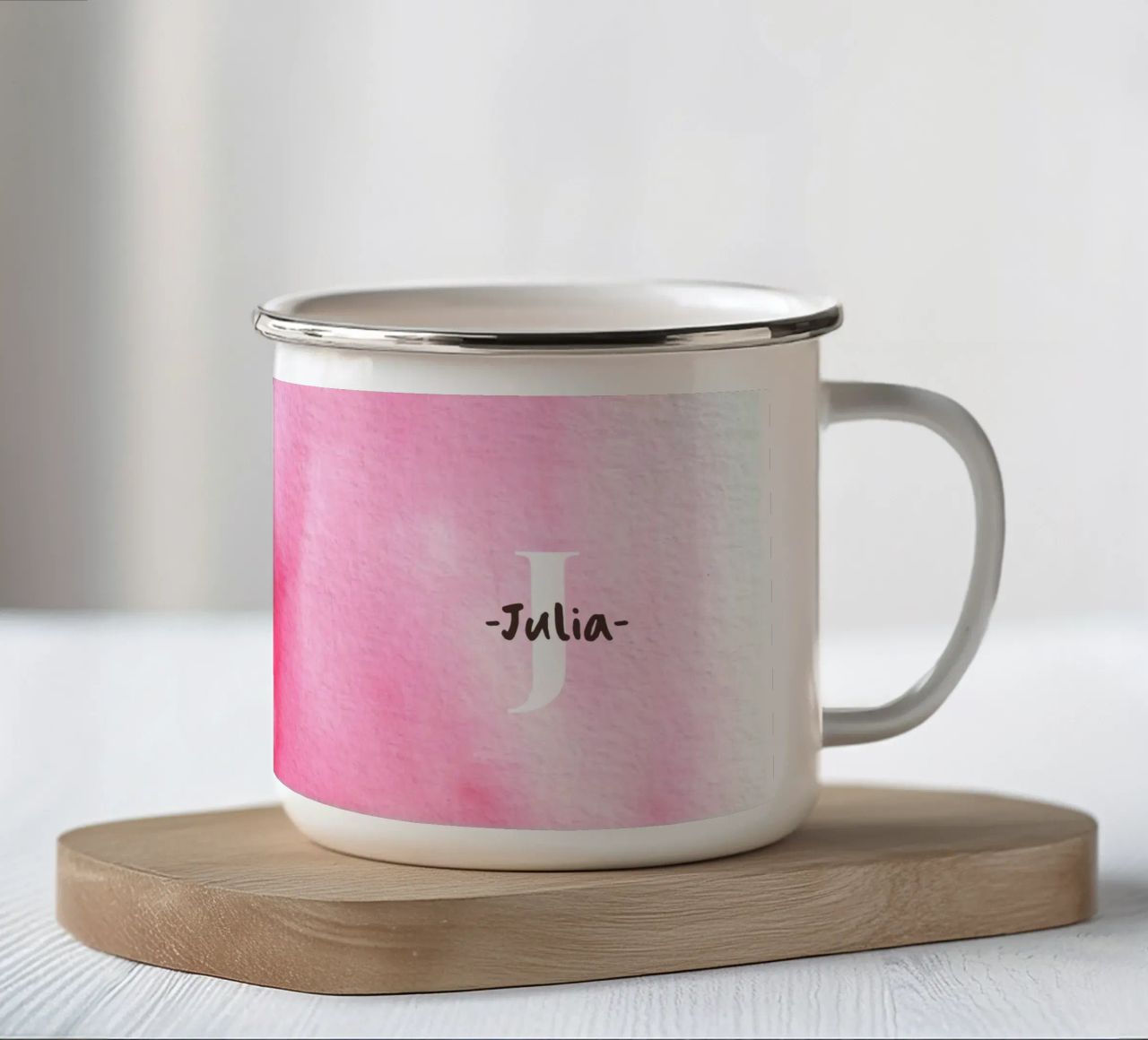 Motif aquarelle personnalisable - Initiales & Nom Art mug en émail de Ben & Clo creations
