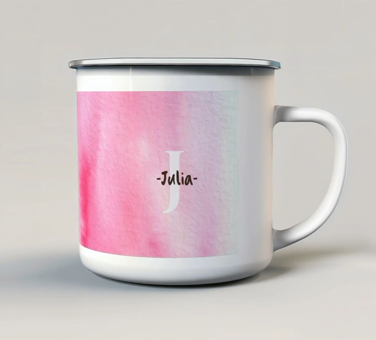 Motif aquarelle personnalisable - Initiales & Nom Art mug en émail de Ben & Clo creations