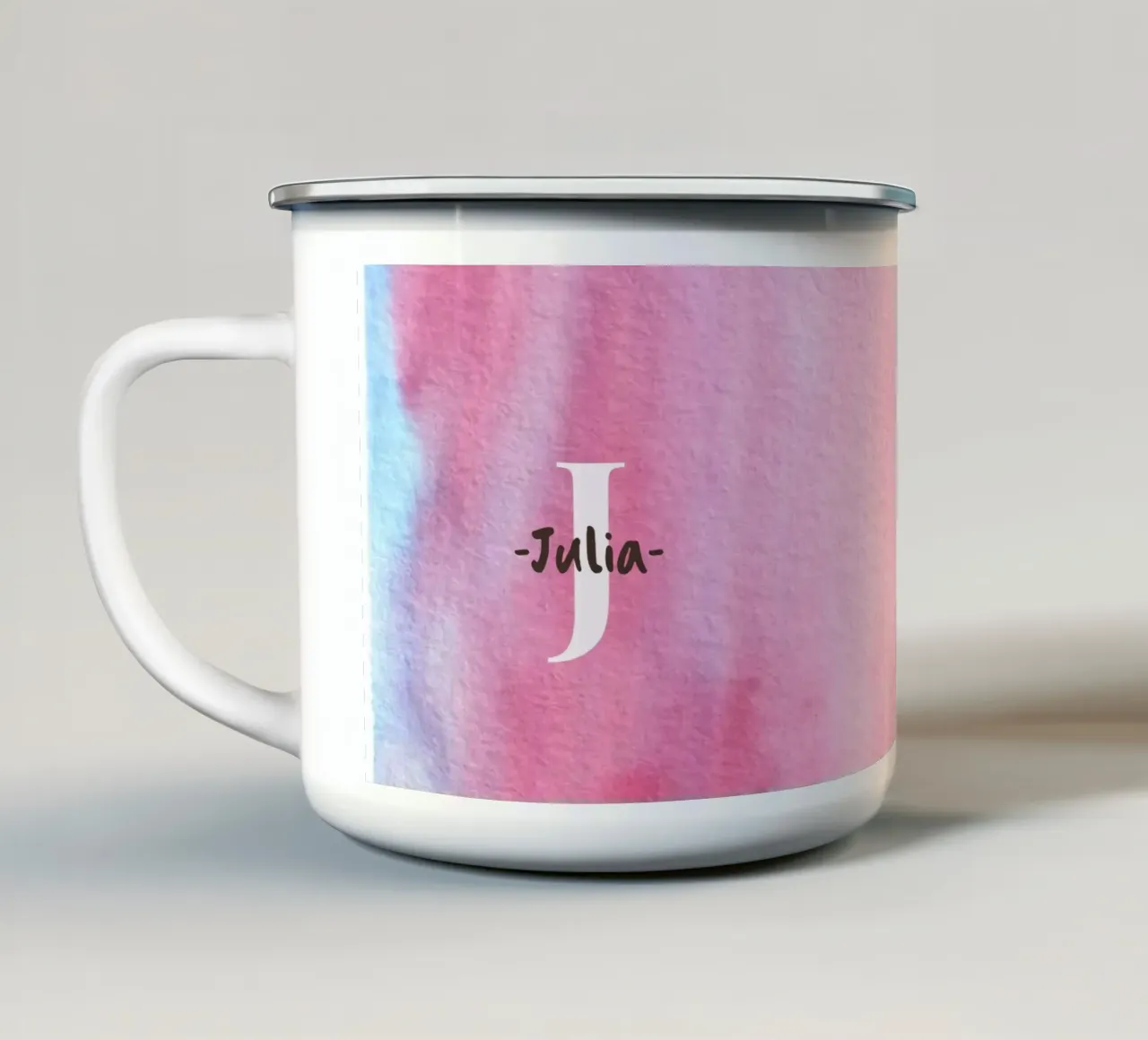 Customizable Watercolor Design – Initial & Name Art enamel mug by Ben & Clo creations