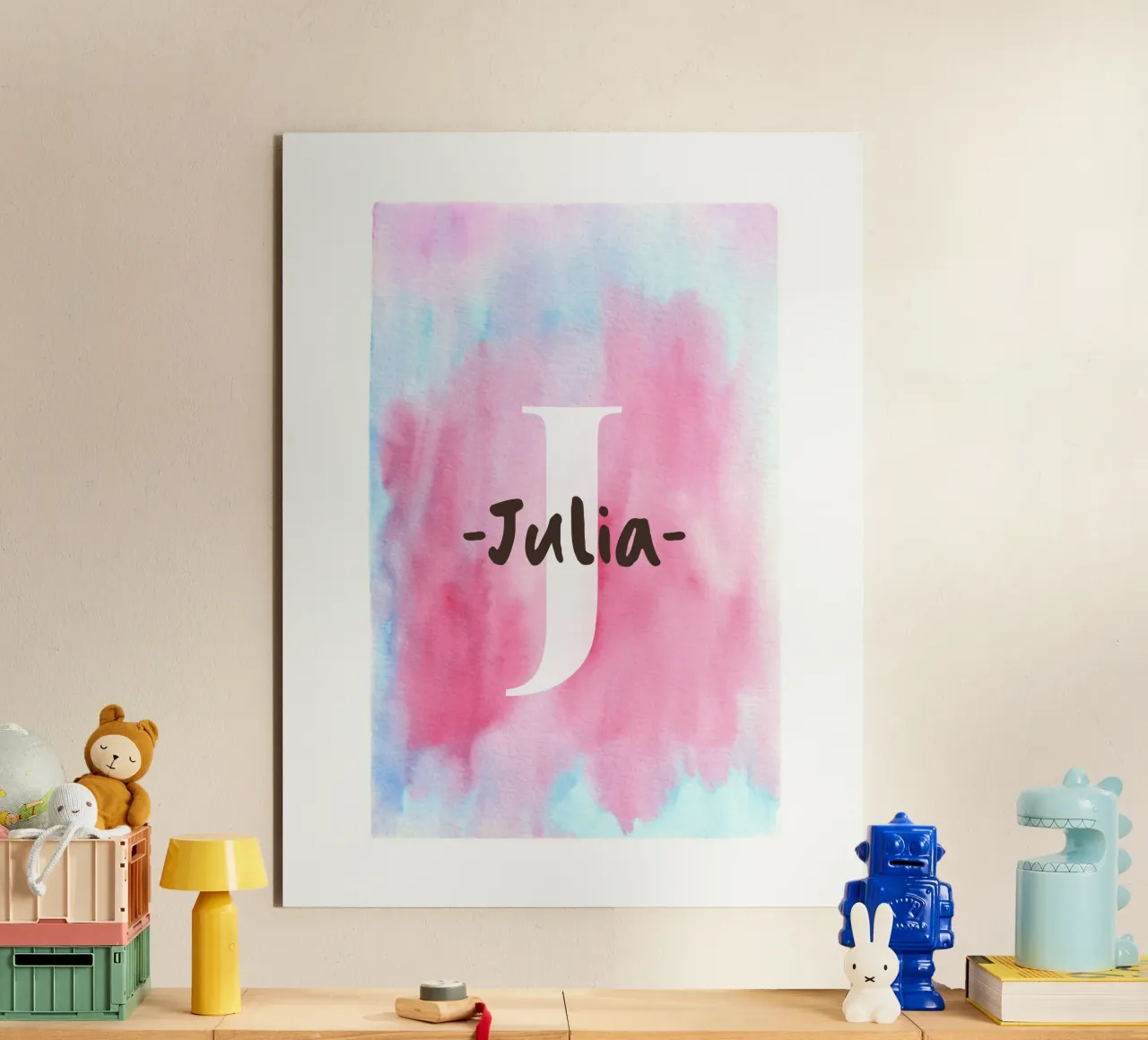 Customizable Watercolor Design – Initial & Name Art alu-dibond by Ben & Clo creations