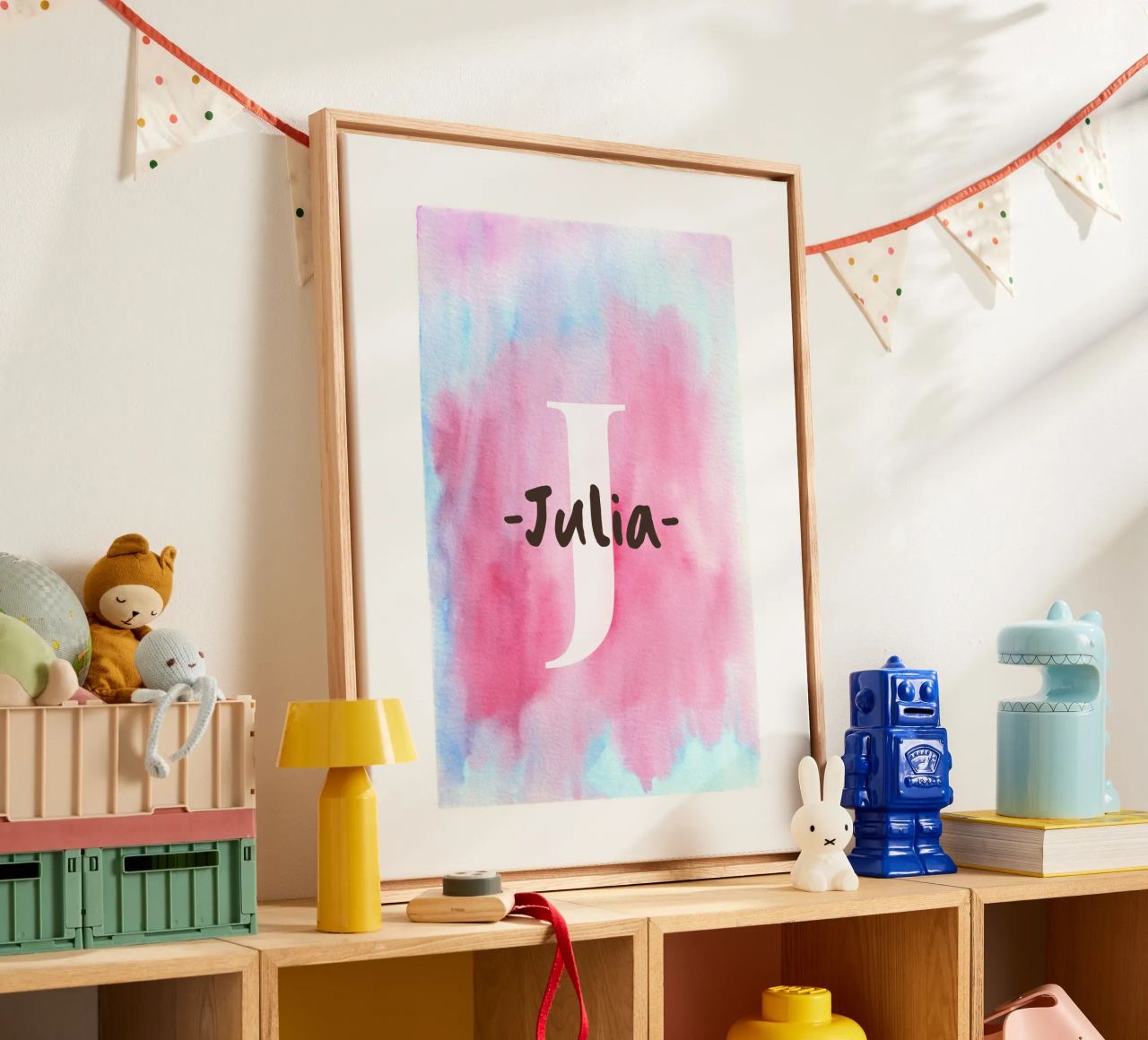 Customizable Watercolor Design – Initial & Name Art canvas by Ben & Clo creations
