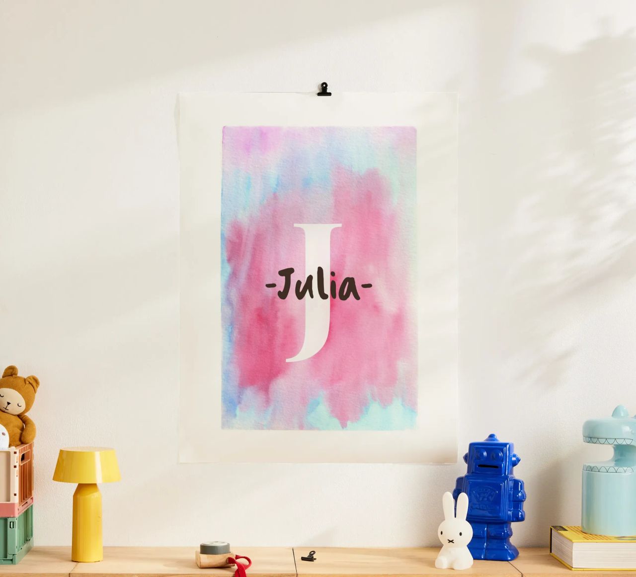 Diseño personalizable en acuarela - Initial & Name Art poster de Ben & Clo creations