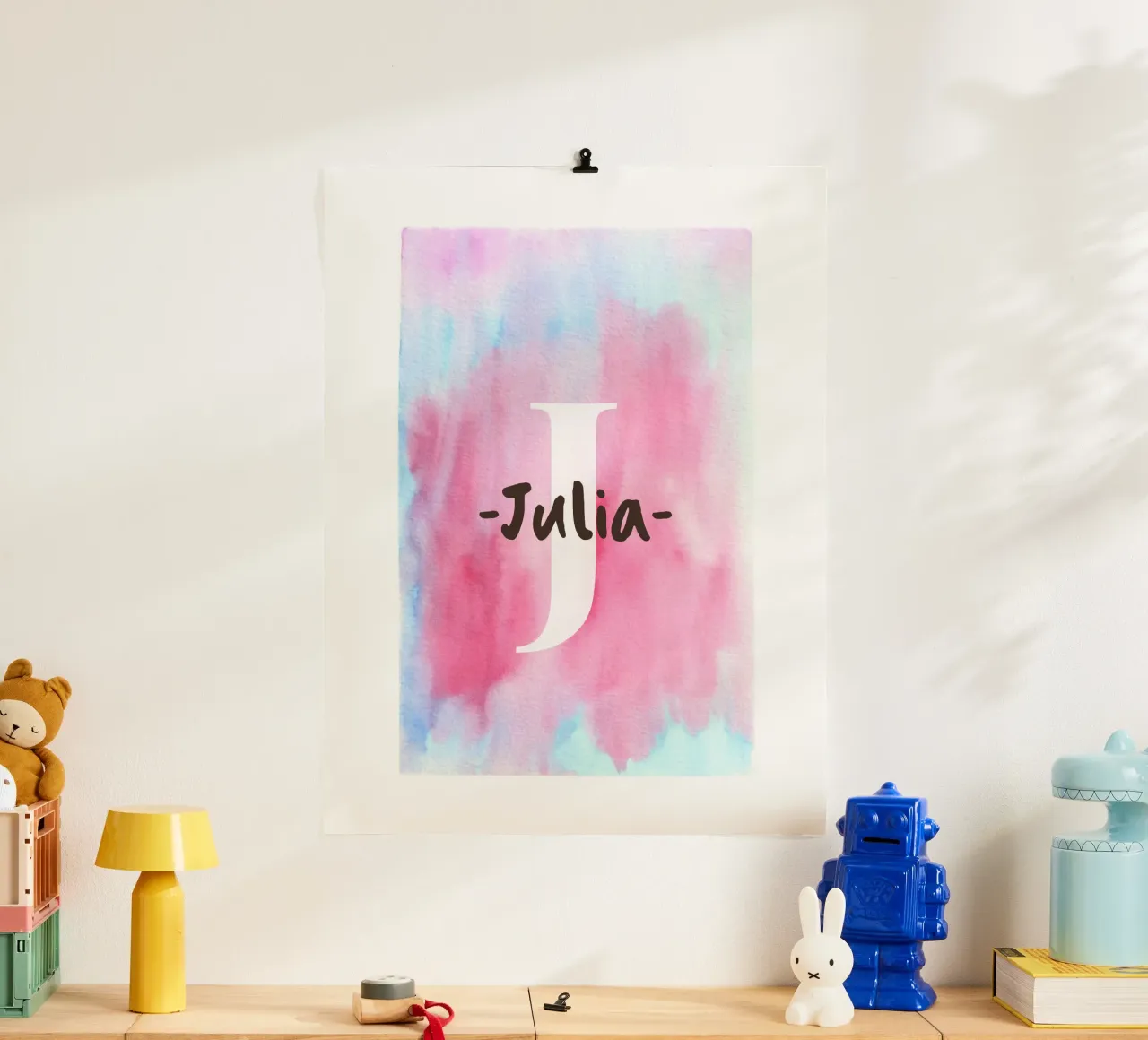 Motif aquarelle personnalisable - Initiales & Nom Art poster de Ben & Clo creations