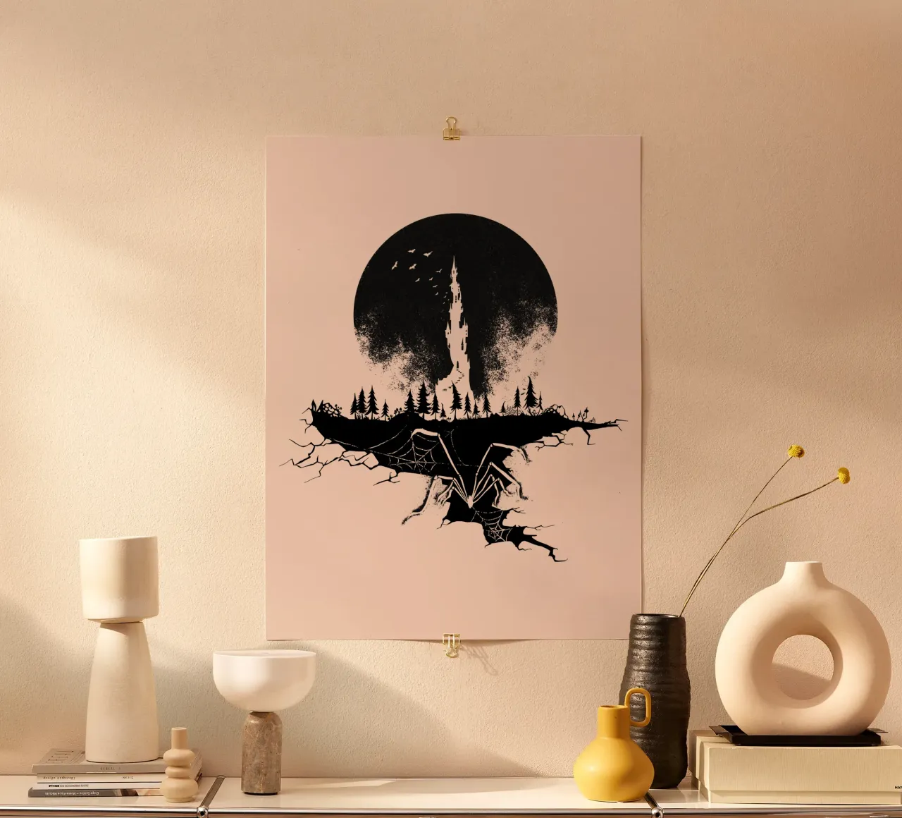 Spider in front of moonlight and castle hahnemühle by DYDesign