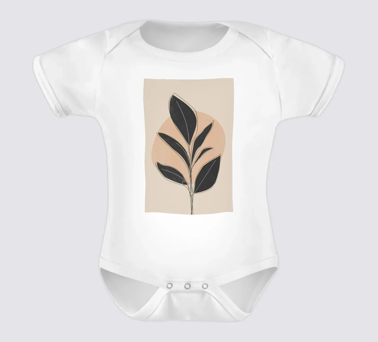 Minimalistische botanische kunst met zwarte bladeren babyrompertje korte mouwen van Melloi Art Print