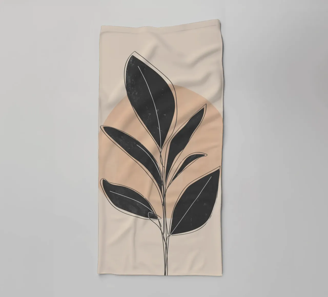 Minimalist Botanical Art with Black Leaves towel by Melloi Art Print