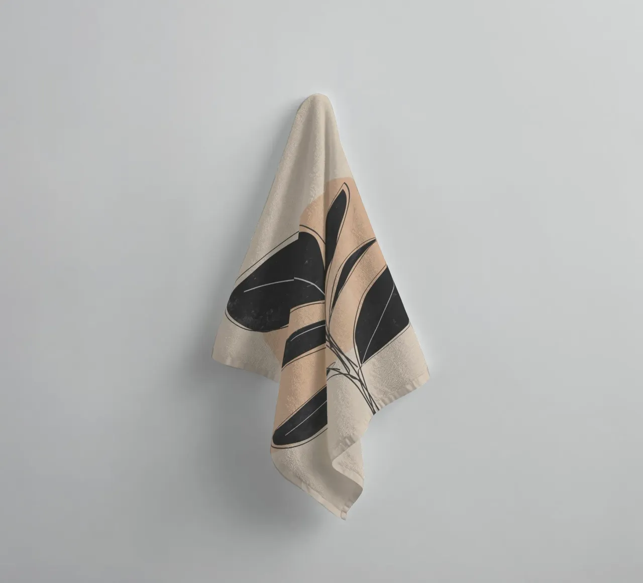 Minimalist Botanical Art with Black Leaves towel by Melloi Art Print