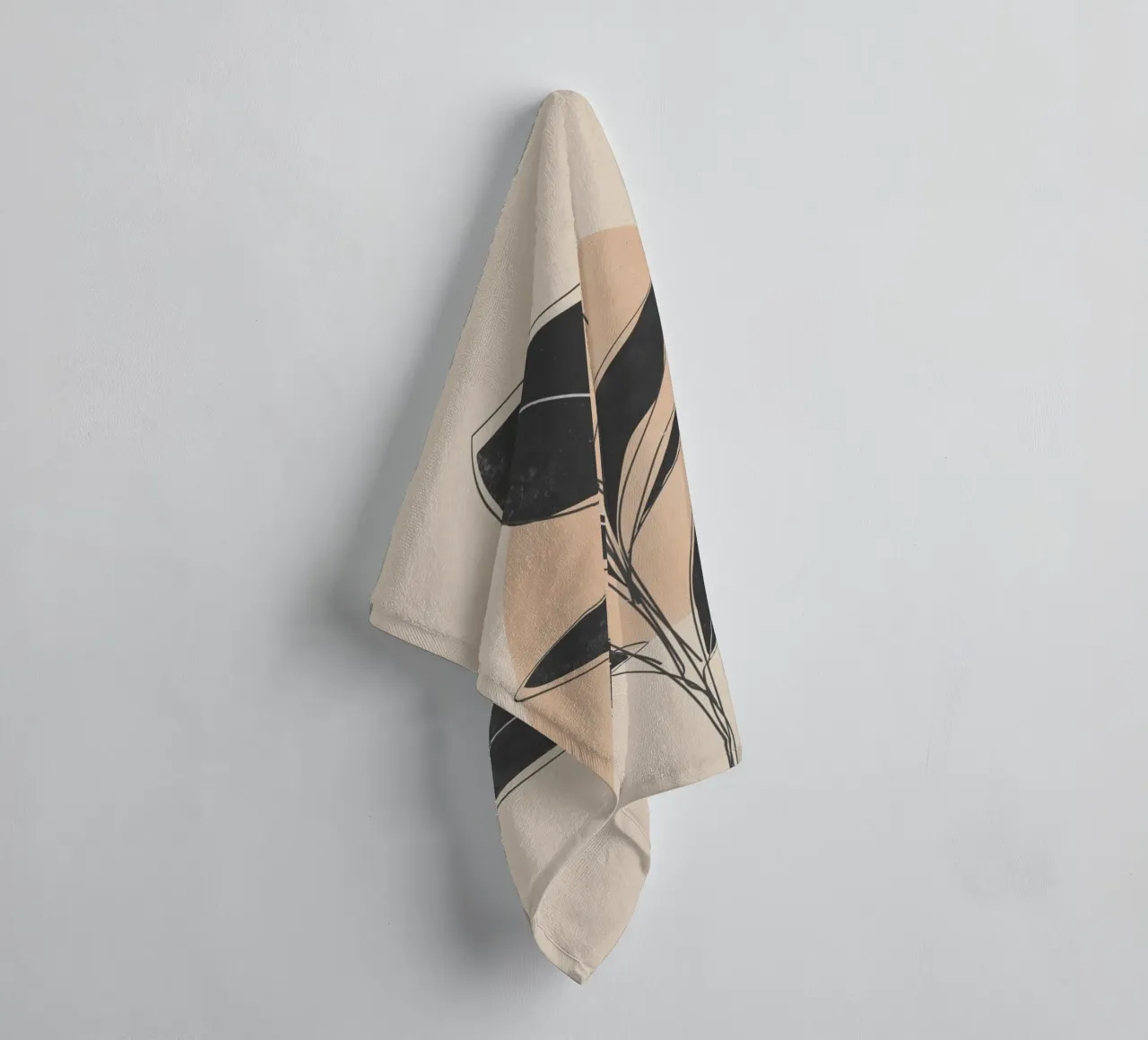 Minimalist Botanical Art with Black Leaves towel by Melloi Art Print