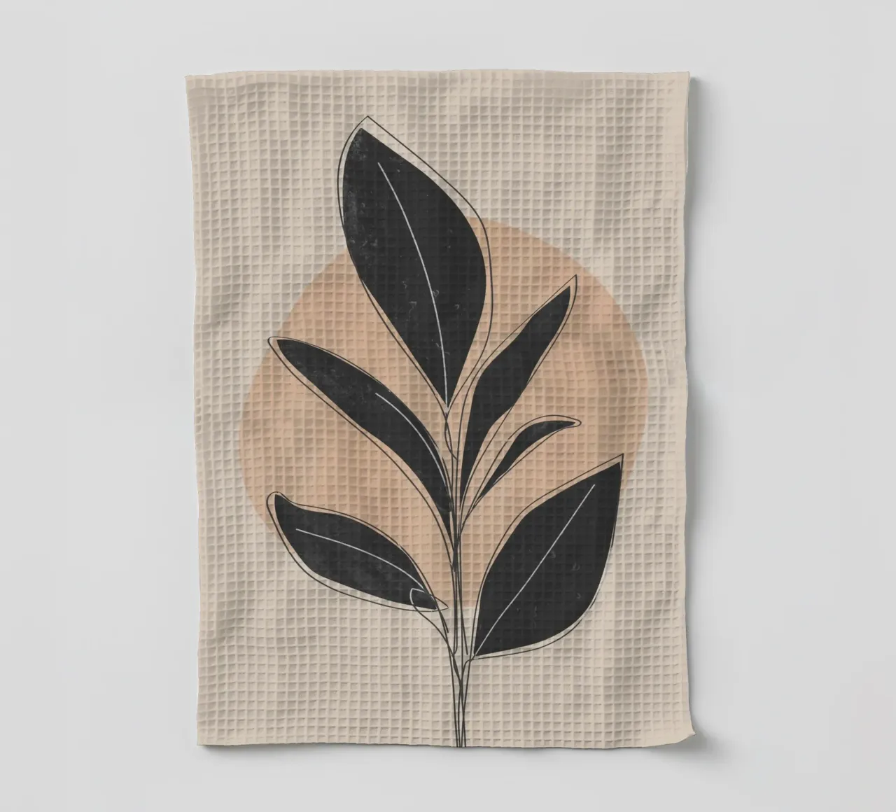 Minimalist Botanical Art with Black Leaves tea towel by Melloi Art Print